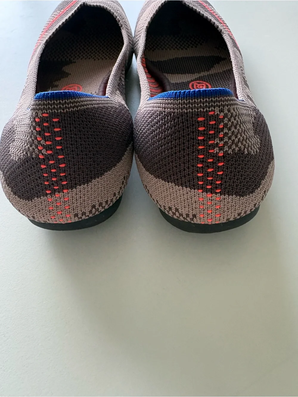 Rothy's The Point Flat in Taupe Camo Orange Stripe Women’s size 9